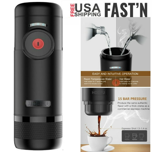 HOBFU Portable Coffee Maker Rechargeable Espresso Machine 15 Bars