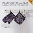 thumbnail image 4 of Yayeee Oven Mitts and Pot Holder Set of 2 Heat Resistant Kitchen Gloves Baking Hot Pad, Purple Roses, 4 of 5