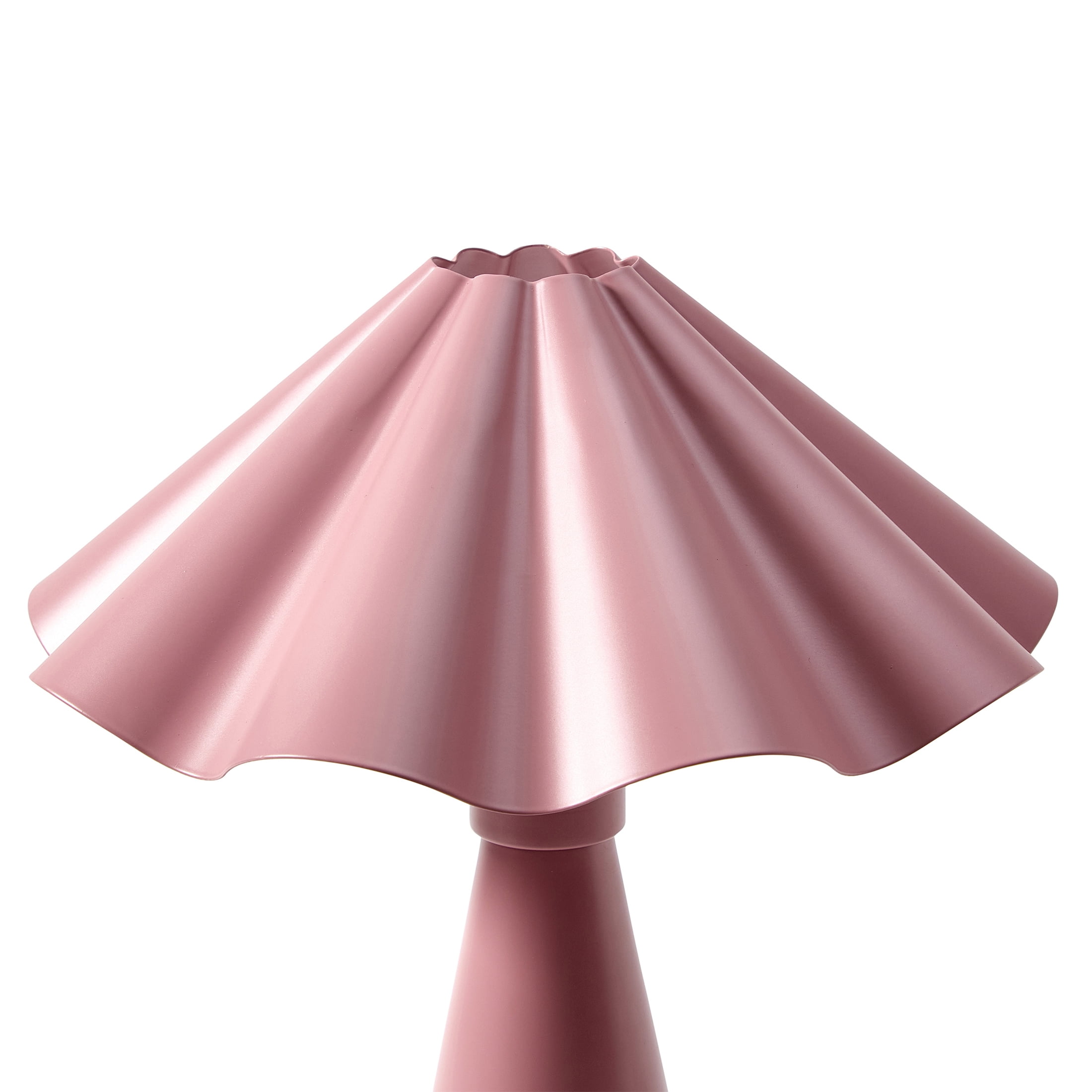 Beautiful 14" Rose Pink Ruffled Enamel Table Lamp by Drew Barrymore