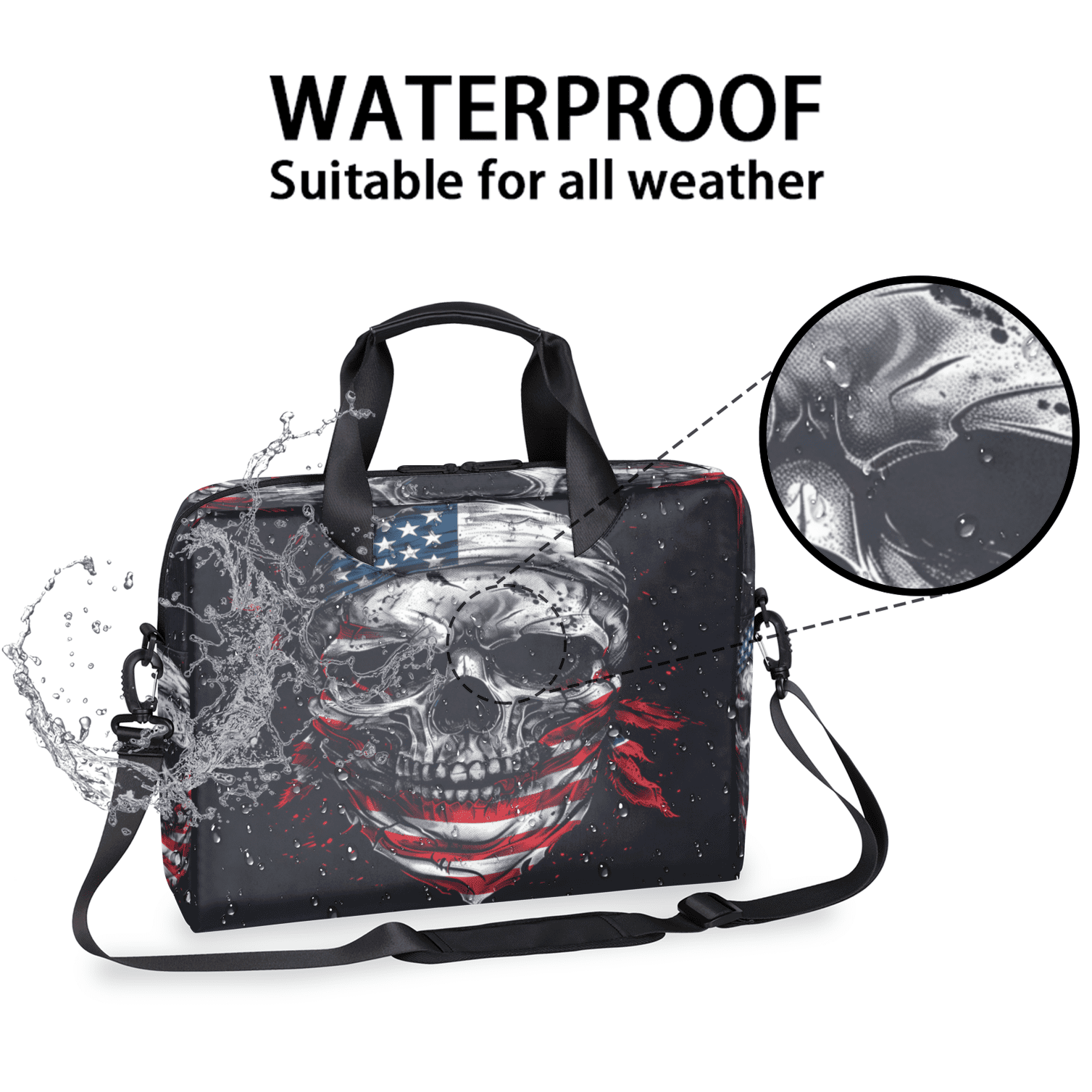Herdesigns Funny Skull Skeleton Laptop Bag for Women Men, Computer Case Briefcase Messenger Bags, 15-15.6 inch Laptop Sleeve Shoulder Bag