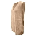 thumbnail image 6 of Ediodpoh Solid Knit Sweater Vest with Collar and Pocket Autumn Winter Sleeveless Pullover Sweater Vest Women for Casual Warm Fashion Khaki L, 6 of 6