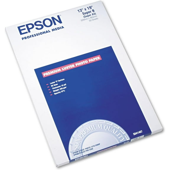 Epson Ultra Premium Photo Paper LUSTER (13x19 Inches, 50 Sheets) (S041407),White