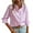 Pink, variant on Women's Cotton Blend Shirts Long Sleeve Button Down Top Shirt Wood Ear Pleated Blouse