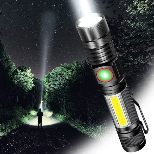 RYRDWP Clearance High-Power Flashlight with Zoomable White Laser & Side Light – USB Rechargeable Outdoor Lighting Torch