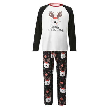 

Christmas Homewear Parent-child Cartoon Reindeer Print T-shirt Top+Pants Pajama Sets