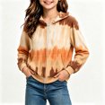 thumbnail image 6 of Spazoro Girls Full Zip Hoodie with Pockets, Long Sleeve Tie Dye Stretchy Hooded Lightweight Casual Sweatshirt Jacket Orange Size 5-6, 6 of 6
