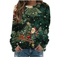 thumbnail image 2 of SwiftWear Long Sleeve Xmas Sweatshirts Women Crewneck Pullover Top Cute Christmas Tree Santa Claus Print Shirts Holiday Party L, 2 of 4