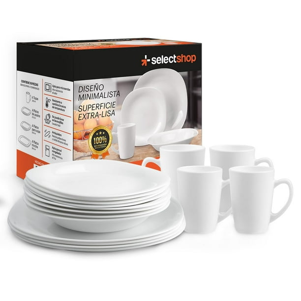 Vajilla Moderna Cuadrada De Opal Resistente Personas 16pzs Color