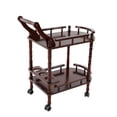 thumbnail image 4 of 2 Tiers Bar Cart, Solid Wood Storage Rack with Bottle Rack, Home Bar Service Cart with Wheels, 4 of 16