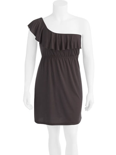 Juniors Plus Knit One Shoulder Ruffle Dress - Walmart.com