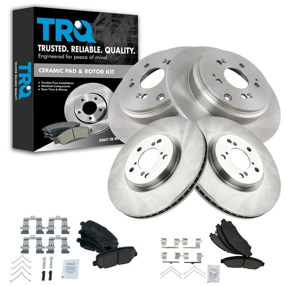 TRQ Front and Rear Brake Pad & Rotor Kit Brake Pads Brake Rotor Ceramic Fits Select 2007-2013 Acura MDX 2010-2013 ZDX 2009-2015 Honda Pilot