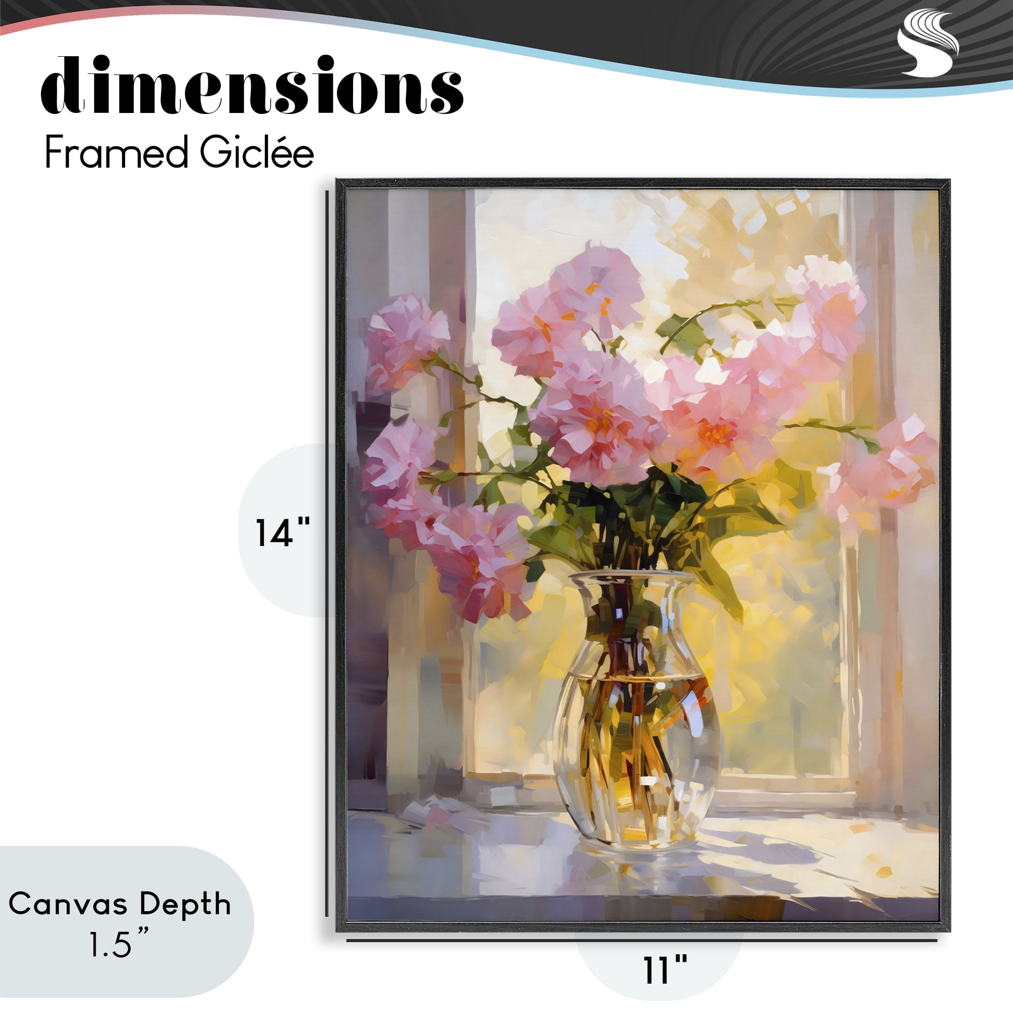 Stupell Industries Pink Flowers in Sunlit Vase Black Framed Giclee Art, design by Creative Studio