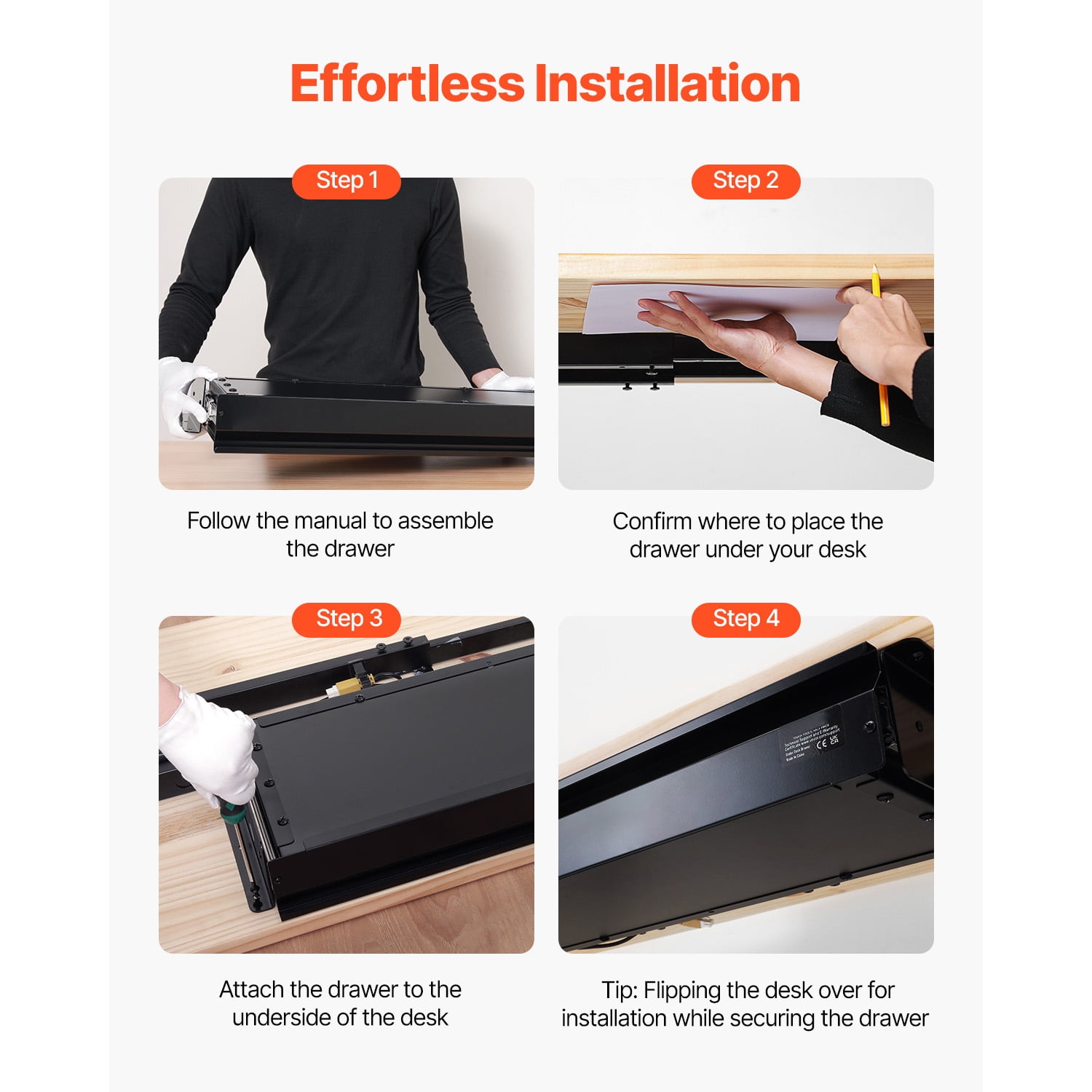 KFFKFF Spacious 33" Broad Under Table Drawer, Concealed Pull-out Storage for Desk, Hidden Workspace Organizer with Smooth Ball-bearing Slides, Underneath Pen Holder for Office Adjustable Workstation