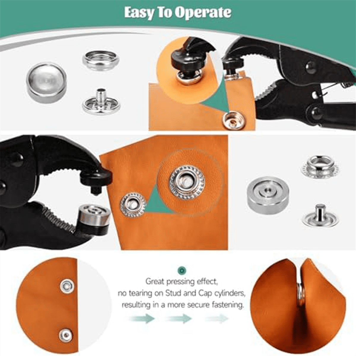 Heavy Duty Snap Fastener Pliers with 323 Piece Canvas Snap Kit