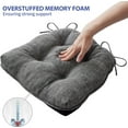 thumbnail image 5 of Chair Cushions for Dining Chairs Set of 2, Kitchen Chair Cushions, Chair Pads with Ties and Non Slip Backing, Tufted Memory Foam Seat Cushion 2 Pack, 15.5" x 15.5" x 4", Dark Gray, 5 of 7