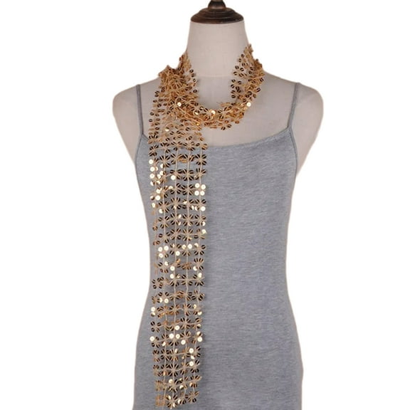 Yokua Sparkling Choker Sequins Scarf for Women Wide Collar Blingbling Choker