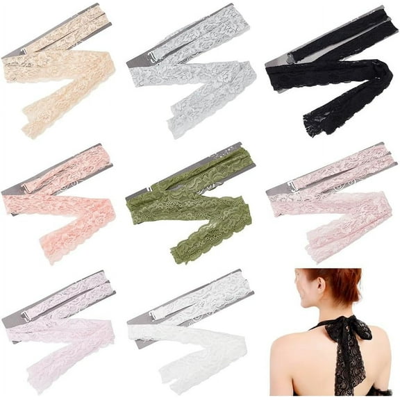 8 Pairs 8 Colors Lace Bra Straps Halter Neck Bathing Suit Straps Adjustable Swimsuit Straps Shoulder Bra Straps for Woman