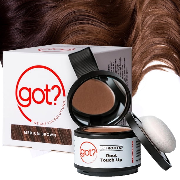 ¿consiguió? ¡TENEMOS LAS SOLUCIONES! Relleno de cejas y polvo para cabello con raíz de unión con infusión de pigmento, para color de cabello, color marrón medio, adelgazamiento temporal y de cabello