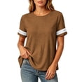 thumbnail image 2 of TGSLY Women's Eyelet Lace Trim Linen Tops Lightweight Crew Neck Solid Color Cotton Blouses Relaxed Dressy Casual Short Sleeve T-Shirts M, 2 of 7