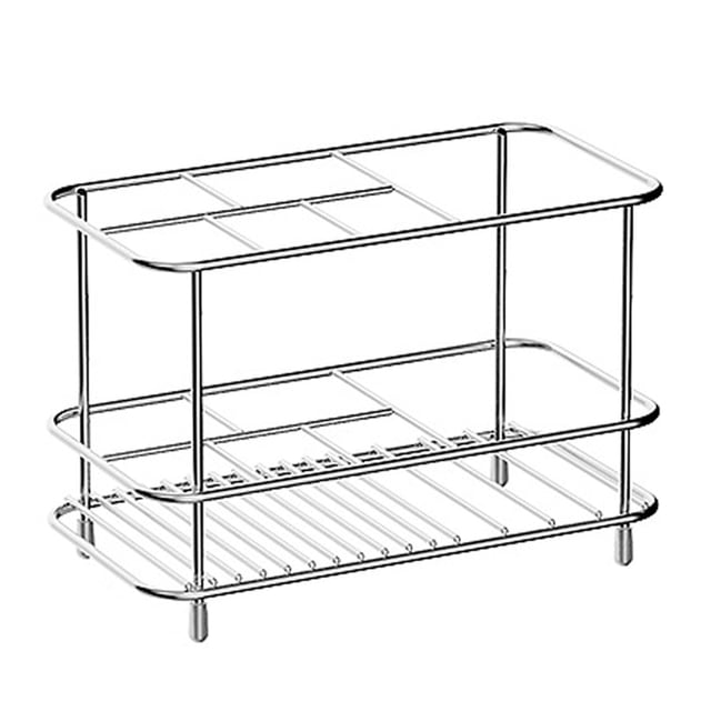 Soporte de acero inoxidable para cepillos de dientes, soporte para pasta de dientes de baño con drenaje rápido, organizador de encimera para accesorios de baño