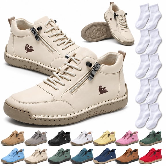 OYPGUE Urban Comfortable Orthopedic Zipper Sneakers, Walking Shoes for Women