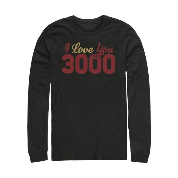 Men's Marvel Iron Man Love 3000 Script  Long Sleeve Shirt Black Large