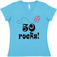 thumbnail image 3 of Inktastic 50th Birthday 50 Rocks Gift Women's V-Neck T-Shirt, 3 of 5