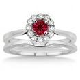 thumbnail image 2 of Extraordinary Fantastic Mind Blowing Moissanite Diamond Halo 1.25 Carat Round Red Ruby Bridal set Halo on 10k White Gold, 2 of 2