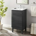 thumbnail image 2 of Sink Vanity Cabinet, Dark Grey Gray White, Wood, Mid Century Hotel Bedroom Bathroom, Modern Contemporary HB33702, 2 of 9