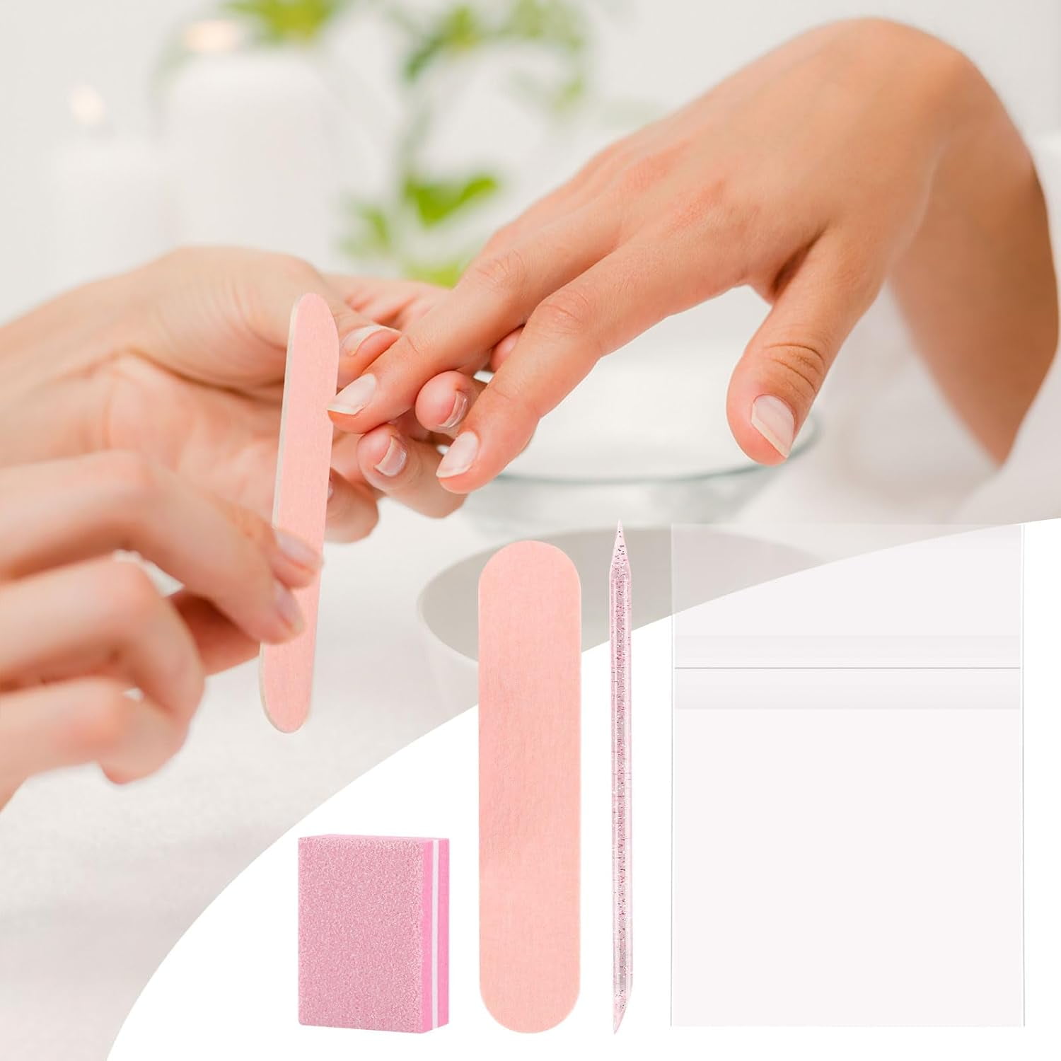 LZLINGMEI 48 Sets Disposable Manicure Kit, Individually Package Nail Kit,Manicure Set with Mini Nail File,Mini Nail Buffer,Nail Stick