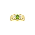 thumbnail image 1 of RYLOS Men's Rings 14K Yellow Gold Classic 7X5MM Oval Gemstone & Diamond Ring Peridot August Birthstone Rings For Men, Gold Rings Size 9, 1 of 7
