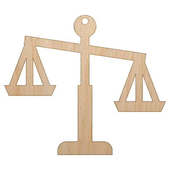 Tipping Scales of Justice Legal Lawyer Icon Wood Holiday Christmas Tree Ornament Unfinished DIY Pre-Drilled Craft