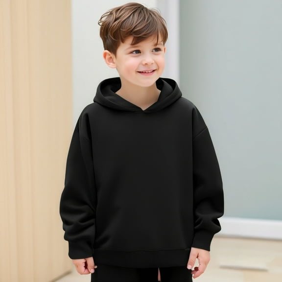 LIUYUNNN Kids Hoodies Kids Pullover Black Hoodie Long Sleeve Casual Basic Pullover Sweatshirt Hoodie Winter Clothes Kids 4-5 Years Boys Clothes Boys Girls Fall Outfits