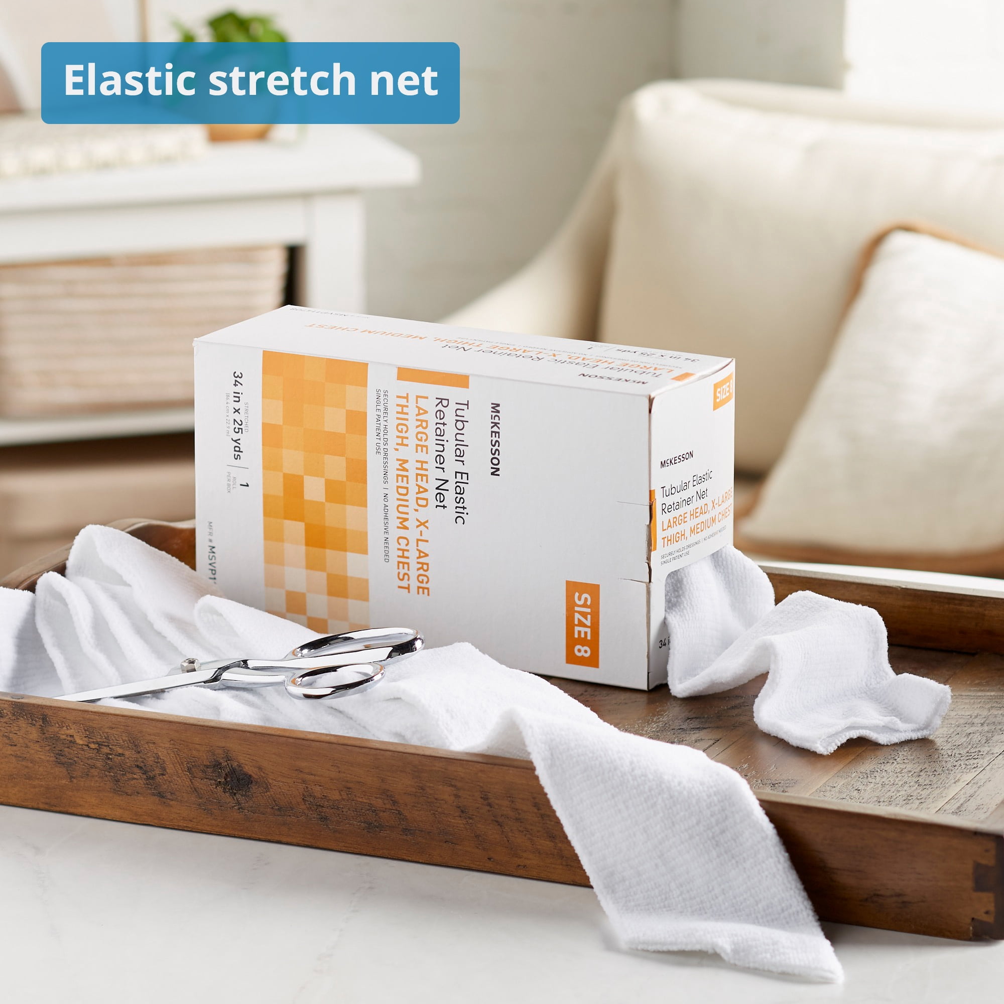 McKesson Tubular Elastic Retainer Net - 34 in x 25 yd, Size 8, 1 Count, 1 Pack