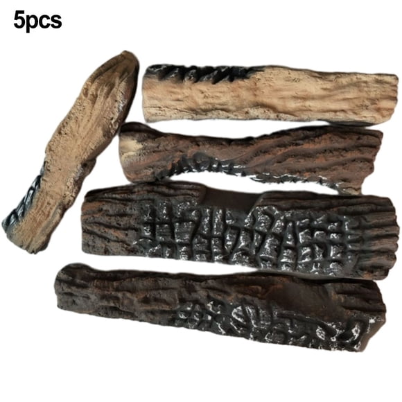 Bgsha 5PCS Fake Firewood Artificial Logs For BioEthanol Or Gas Fireplaces Decorative Wood Pieces Outdoor Heating BBQ Fireplace Decor