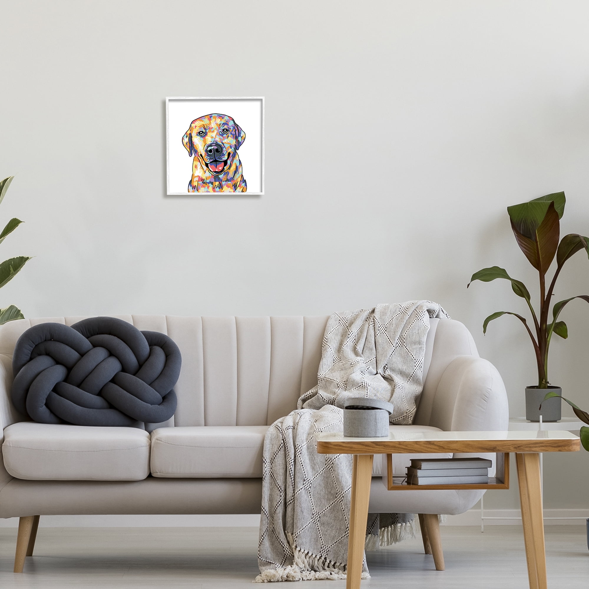 Stupell Industries Labrador Portrait Modern Hues Animals & Insects Painting White Framed Art Print Wall Art, 12 x 12