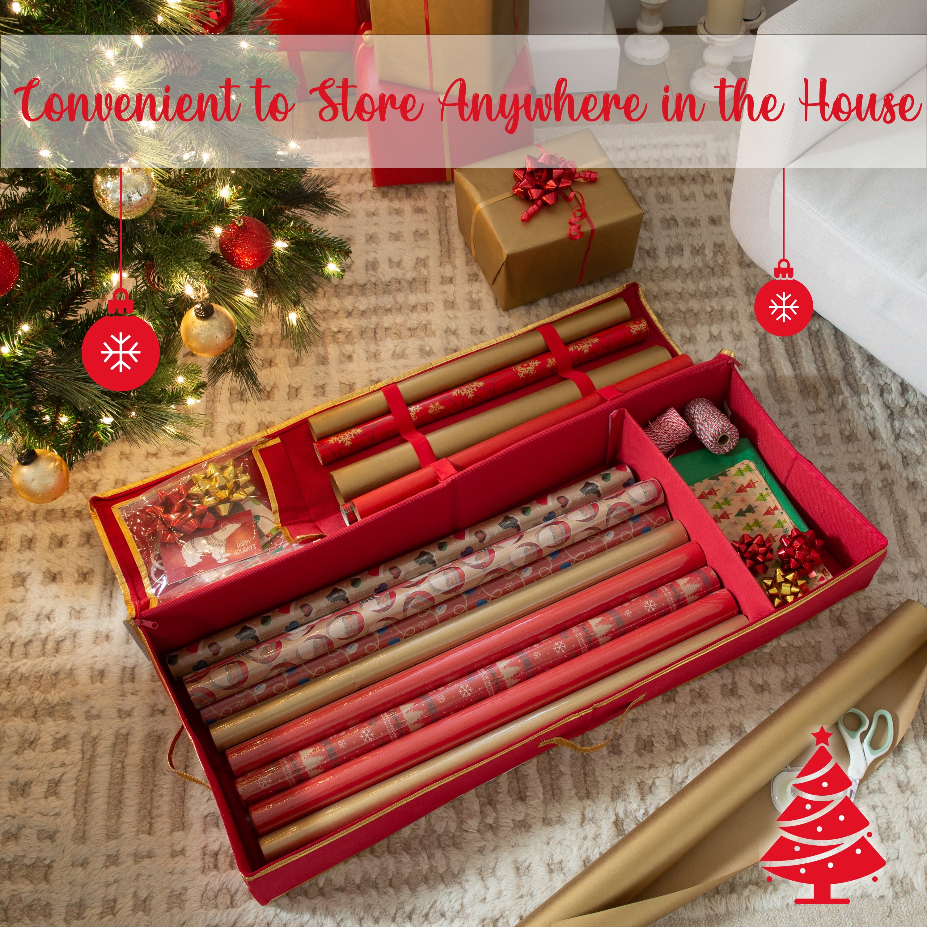 Simplify Christmas Holiday Gift Wrap Box Organizer in Red