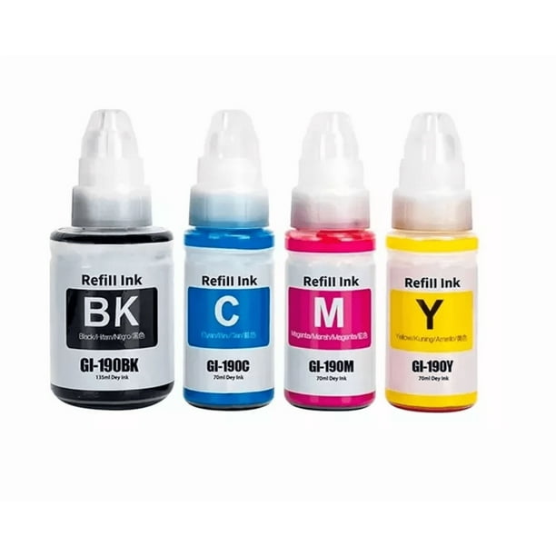 Tinta para impresoras Generico Canon Pixma, G3160, G3100, G1110, G2160, G2111, G3000, G2100, G3110, G7010, G5010, G6010, G4010, Gi190, G2110, G4110