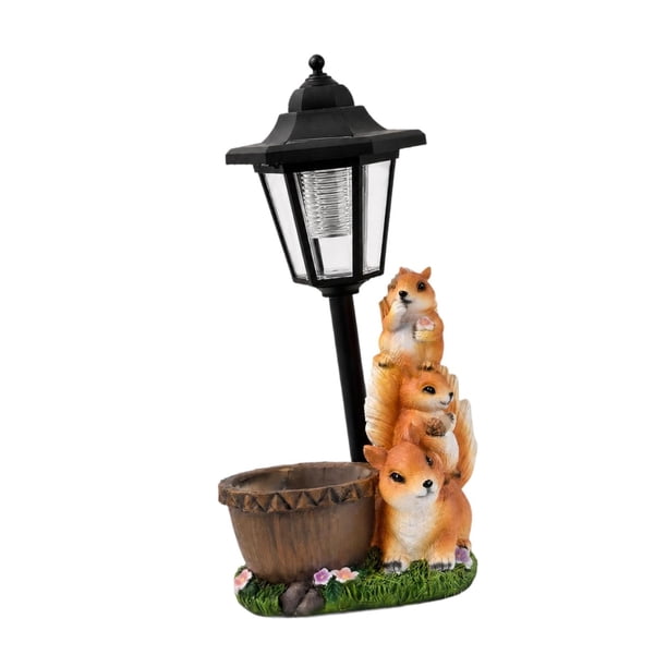 Estatua decorativa de ardilla solar para jardín, escultura de resina para patio, hogar, mujer A