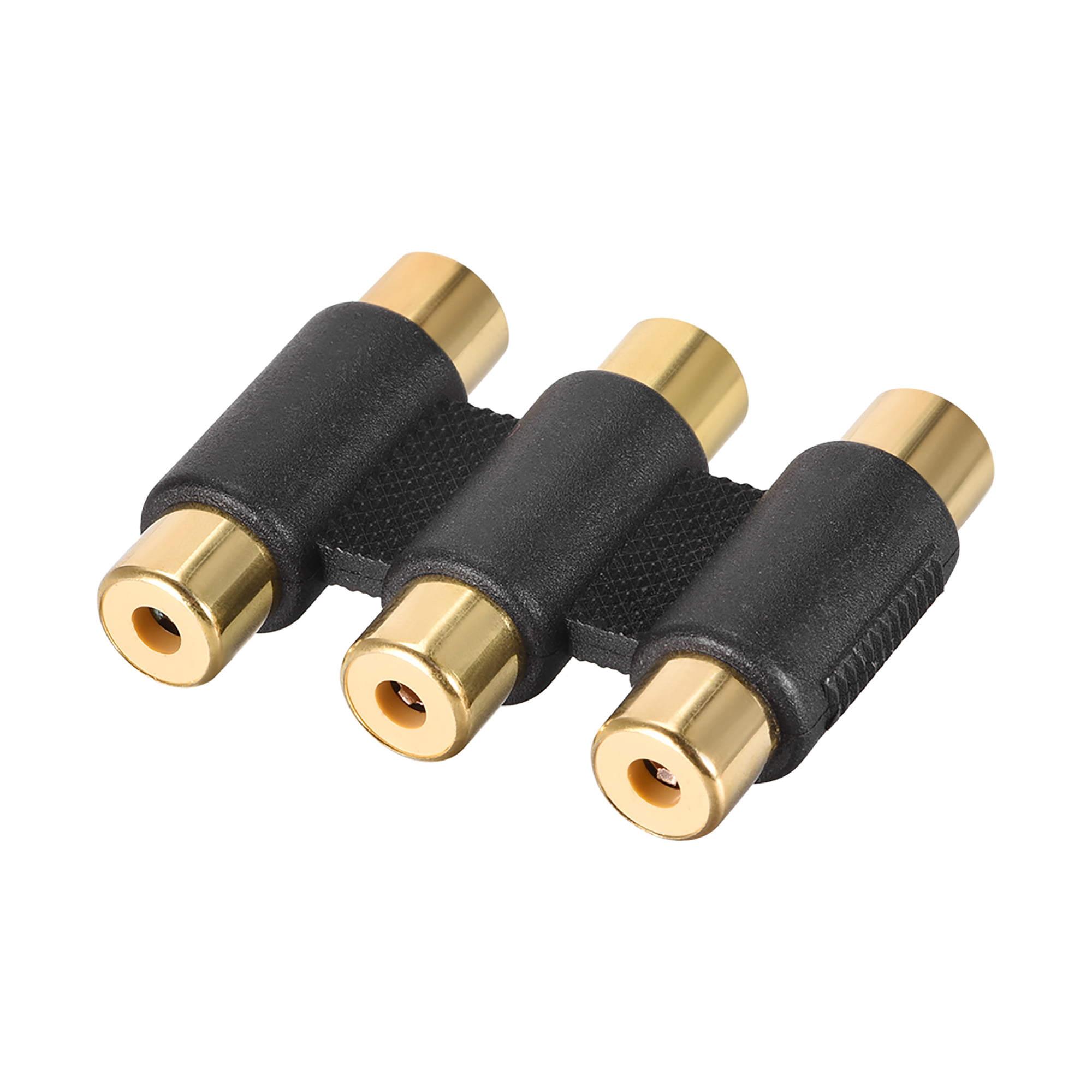 RCA male to 2 RCA female stereo audio connector video splitter adapter coupler brass gold plated 3 pieces