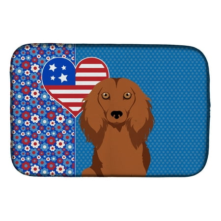 

Longhair Red Dachshund USA American Dish Drying Mat 14 in x 21 in