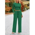 thumbnail image 4 of PRETTYGARDEN Women's 2 Piece Loungewear Long Sleeve Crop Top Wide Leg Palazzo Pants Set Tracksuits Casual Outfit, 4 of 10