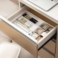 thumbnail image 4 of Caja de almacenamiento retráctil | Organizador de partición ajustable | Contenedor con compartimento de plástico | Se adapta a la vajilla, la papelería de oficina, el maquillaje | Blanco, 4 of 6