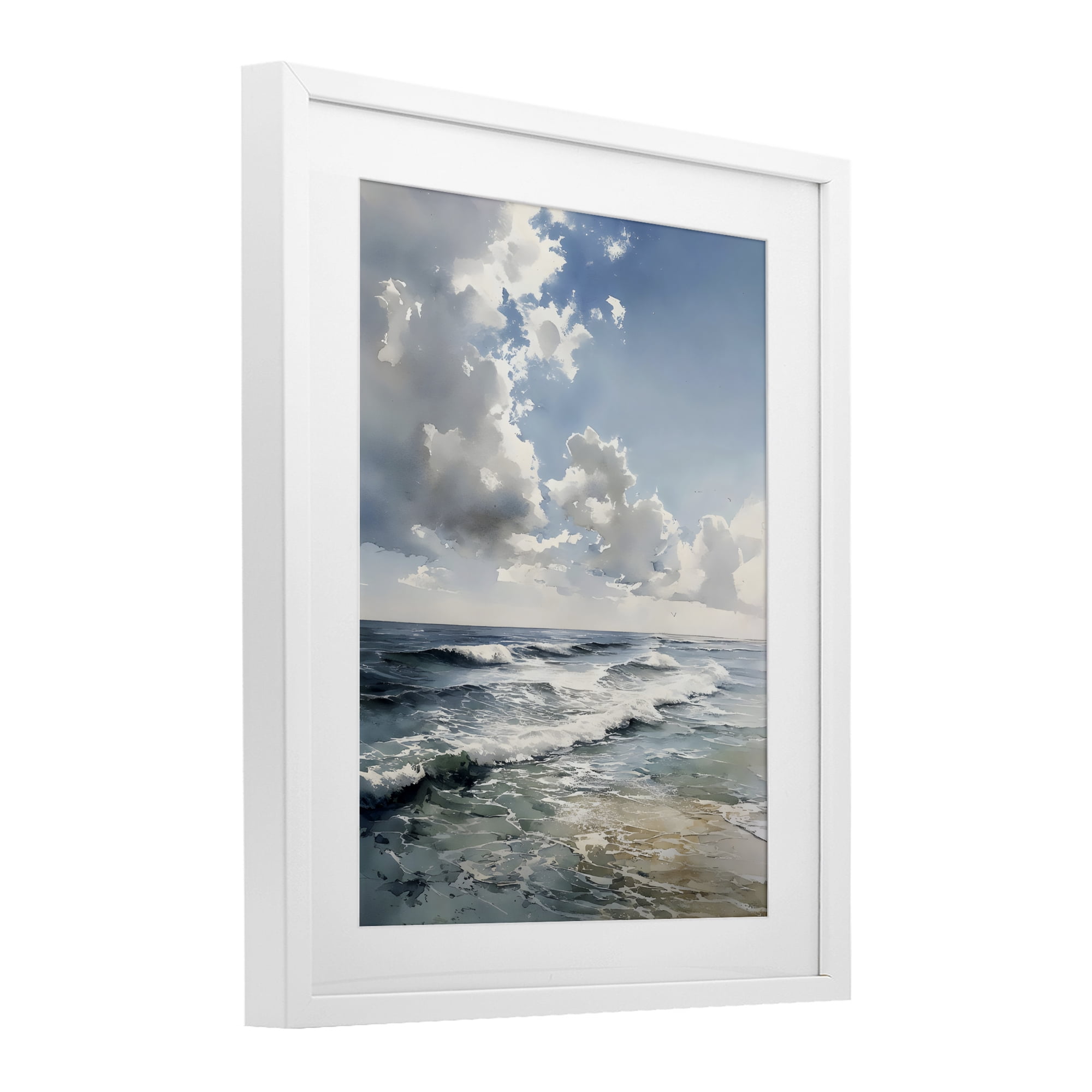 Stupell Industries Soft Waves & Clouds White Framed Print Under Glass, design by Franklyn Gregory
