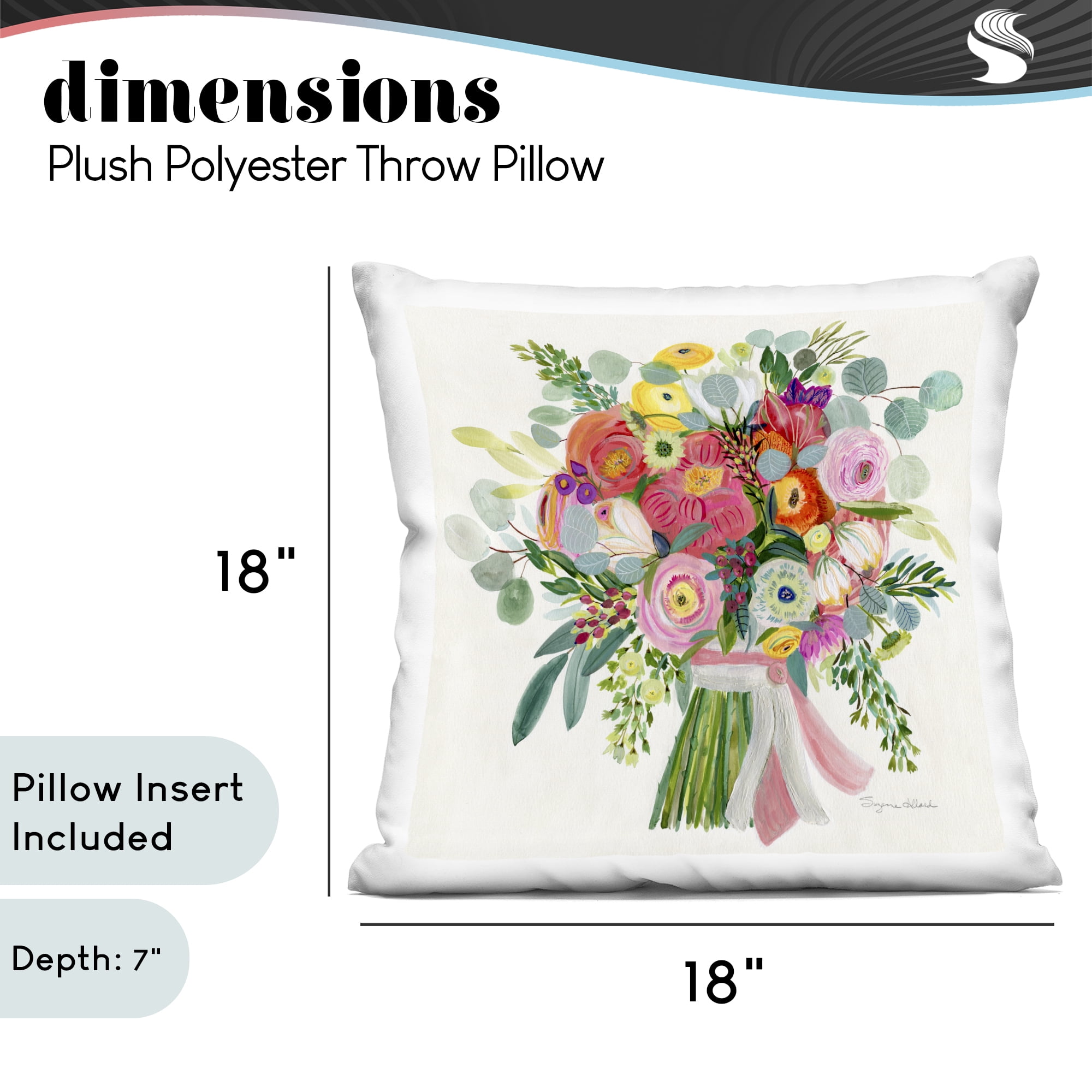 Stupell Industries Constant Friend Bouquet Decorative Printed Throw Pillow, design by Suzanne Allard