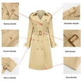 thumbnail image 3 of Women's Classic Double-Breasted Trench Coat Long Sleeve Belted Overcoat with Gold Buttons Stylish Outerwear, 3 of 4
