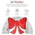 thumbnail image 5 of HHBEAUTY 60in Pre-Lit Outdoor Christmas Wreath Decoration, LED Metal Holiday Decor for Home Exterior, Garden w/ 206 Lights, Bow - Silver/Red, 5 of 7