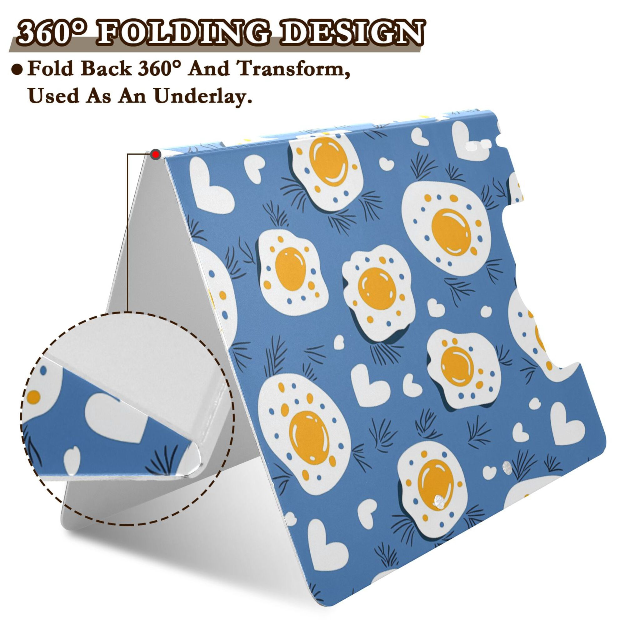 FORMRS A4 Clipboard Folder with Pen Holder Horizontal Foldable School Office Binder, Cute Fried Eggs