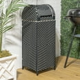 thumbnail image 2 of happimess Darla 31.39-Gallon All-Weather Wicker/Metal Swing Top Hideaway Outdoor Trash Can for Package Delivery, Patio Furniture, Cushions, Gardening Tools, Pool Supplies, Dark Navy/White, HPM1202E, 2 of 9