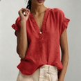 thumbnail image 6 of QASIEATN Trendy Essentials Clothing for Women: Elegant Short Sleeve V Neck Blouse Fall Fashion Outfits for Women, 6 of 6